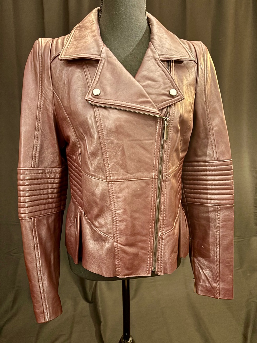 VINTAGE Victoria's Secret Genuine Leather Moto
Jacket Burgundy Small Petite Y2K